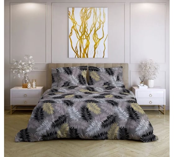 Комплект постельного белья Ночь нежна Тропики 70077-1 бязь, 120 г, 2 спальное, евро, 50x70 см, стандарт 4660056083219