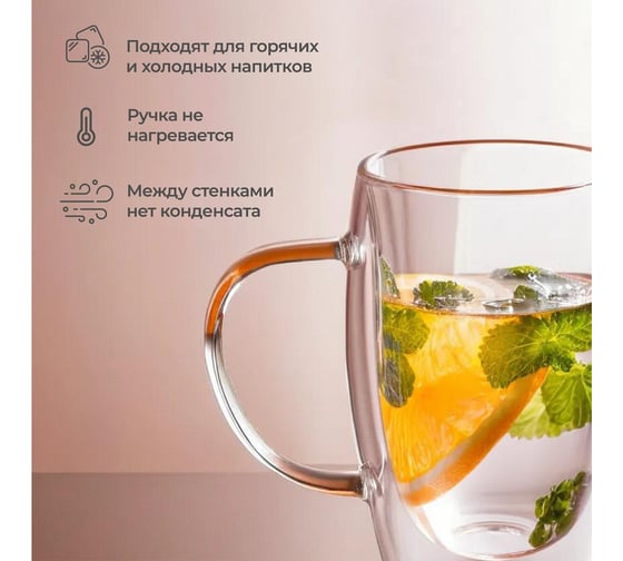 Кружка стеклянная Unifico с двойными стенками 450 мл 1 шт 60781164912