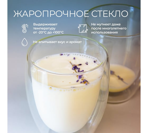 Комплект стаканов стеклянных Unifico с двойными стенками 350 мл 2 шт 60781164914
