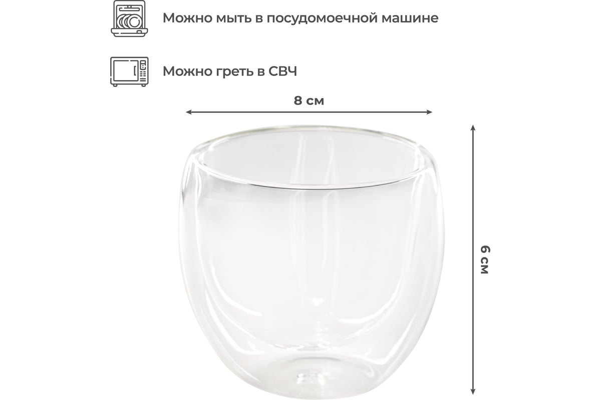 Комплект стаканов стеклянных Unifico с двойными стенками 150 мл 2 шт  60781164913 - выгодная цена, отзывы, характеристики, фото - купить в Москве  и РФ