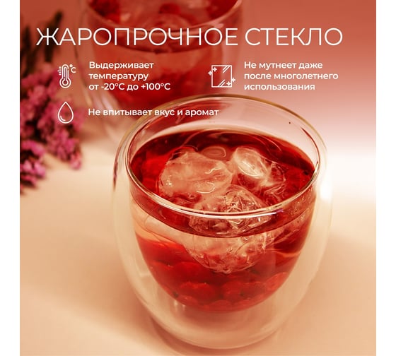 Комплект стаканов стеклянных Unifico с двойными стенками 250 мл 2 шт 60781164915