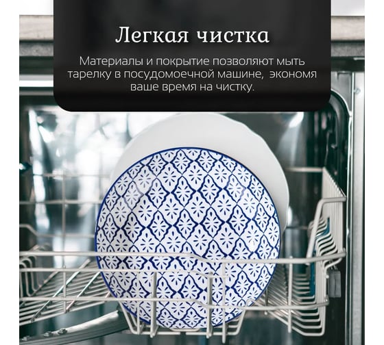 Тарелка Homium Kitchen Japanese Collection, Очарование, диаметр 20 см, синий/белый plategzhel03