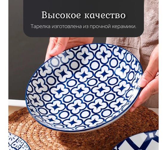 Тарелка Homium Kitchen Japanese Collection, Очарование, диаметр 20 см, синий/белый plategzhel05
