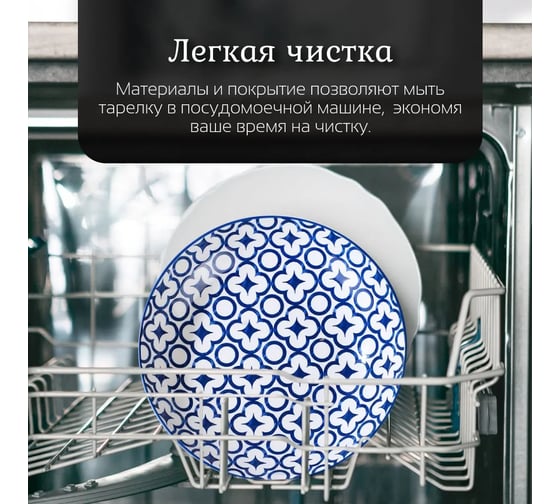 Тарелка Homium Kitchen Japanese Collection, Очарование, диаметр 20 см, синий/белый plategzhel05