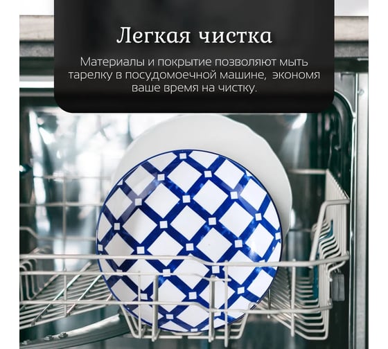 Тарелка Homium Kitchen Japanese Collection, Очарование, диаметр 20 см, синий/белый plategzhel06
