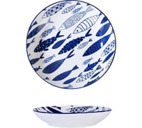 Тарелка Homium Kitchen Japanese Collection, Очарование, диаметр 20 см, синий/белый plategzhel04
