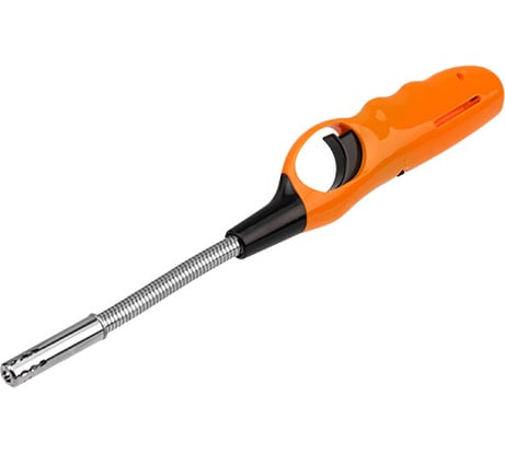 Бытовая газовая пьезозажигалка СОКОЛ СК-302W оранжевая, с гибким стержнем 61-0963