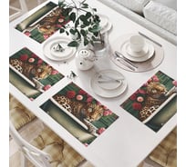 Салфетки на стол для сервировки JoyArty прямоугольные, плейсмат "Леопард в ванне", 32x46 см, в комплекте 4шт. np_429938