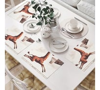 Салфетки на стол для сервировки JoyArty прямоугольные, плейсмат "Жираф играет", 32x46 см, в комплекте 4шт. np_430025