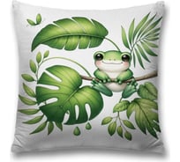 Декоративная наволочка на молнии, чехол на подушку JoyArty Лягушка в пальмах 45x45 см sl_sd1094