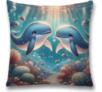 Декоративная наволочка на молнии, чехол на подушку JoyArty Детские киты 45x45 см sl_430019