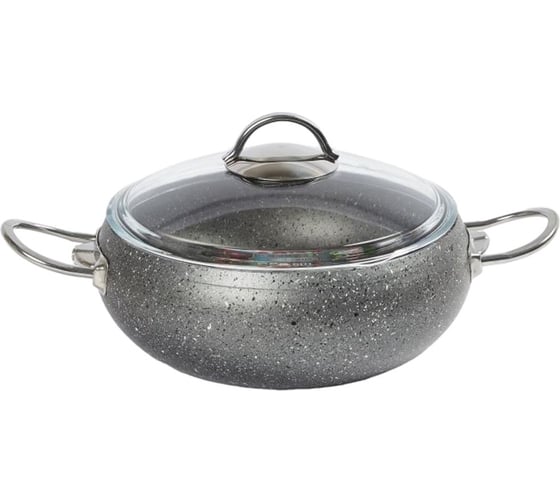Кастрюля OMS collection 30x11,5 см, 7,5 л, с АПП, стеклянная крышка, серый 3141-30-Gr