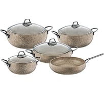 Набор посуды OMS collection 9 (5/4) предметов, с АПП, крышки стеклянные, цвет песочный 3052-KMBJ