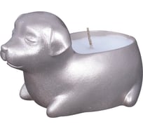 Свеча декоративная с подсвечником МУЛЬТИДОМ "Собачка", размер 12x7,5x7 см МС5-213