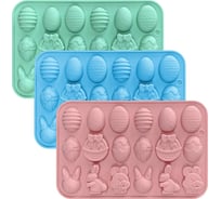 Форма для шоколадных конфет силиконовая МУЛЬТИДОМ "Пасхальное ассорти", размер 19,5x12,5x1,2 см 3 цв. VL80-555