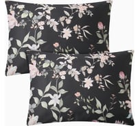 Комплект наволочек Этель Black flowers, 50x70 см - 2 шт., мако-сатин 114 г/м2 10303372