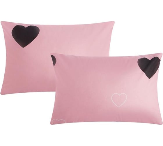 Комплект наволочек Этель Pink heart 50x70 см - 2 шт., 100% хлопок, поплин 6925287