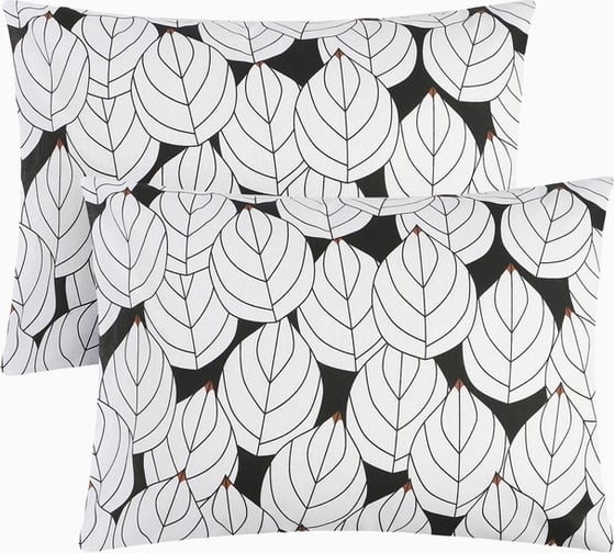 Комплект наволочек Этель Black leaves 50x70 см - 2 шт., 100% хлопок, поплин 9423675 1