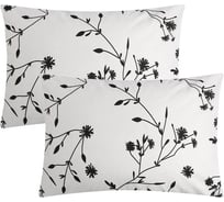 Комплект наволочек Этель Black flowers, 50x70 см - 2 шт., 100% хлопок, поплин 9423668