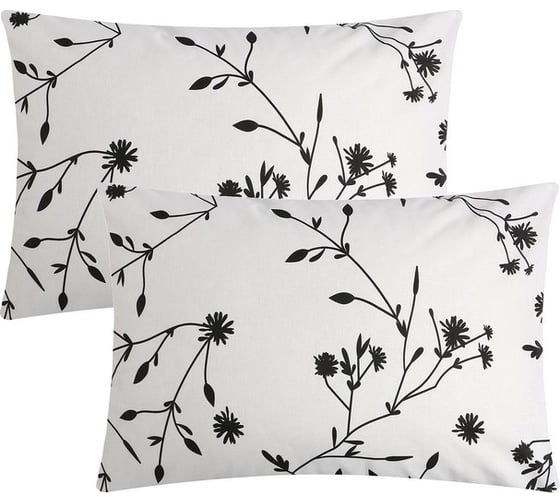 Комплект наволочек Этель Black flowers, 50x70 см - 2 шт., 100% хлопок, поплин 9423668