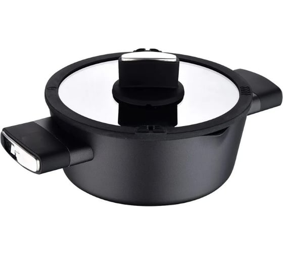 Кастрюля Bergner алюминий, 24 см, 3,5 л, стеклянная крышка, Ion Plus BG-35911-BK