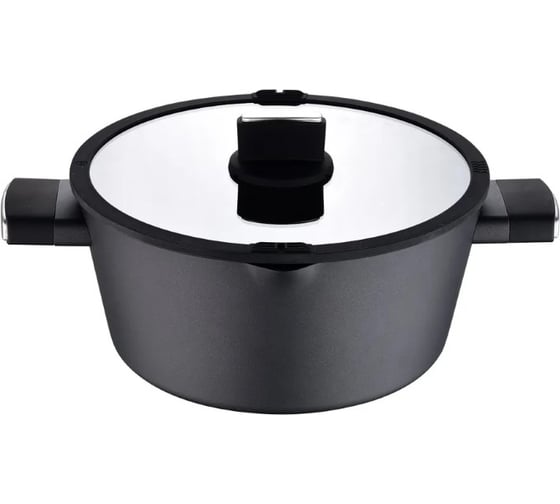 Кастрюля Bergner алюминий, 28 см, 6 л, стеклянная крышка, Ion Plus BG-35912-BK