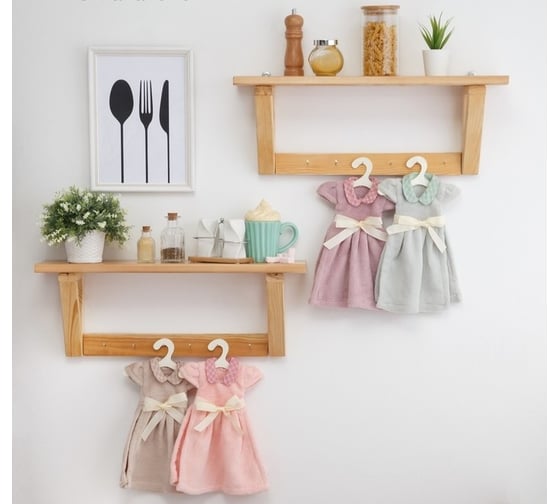 Кухонное полотенце Этель Платье 25x30 см, цвет розовый, 100% п/э 4720085
