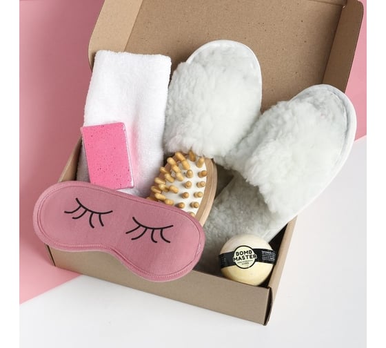 Набор подарочный Этель тапочки, полотенце 30x60 см и аксессуары, 6 предметов 9492524 1