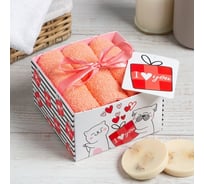 Набор махровых полотенец Этель I love you 30x30 см - 3 шт., хлопок 340 гр/м2 4671216