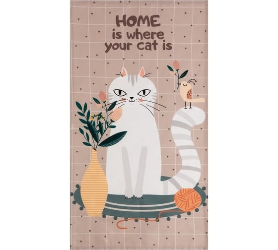Полотенце Этель Белая кошечка 40x73 см, саржа, 100% хлопок, 190 г/м2 7635074