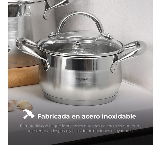 Кастрюля Bergner нержавеющая сталь, 16x9,5 см 1,7 л, Gourmet, стеклянная крышка BG-6506