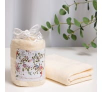 Полотенце подарочное Этель Цветочного настроения ванильный, 50x90 см, 100% хлопок, 340 г/м2 9370000