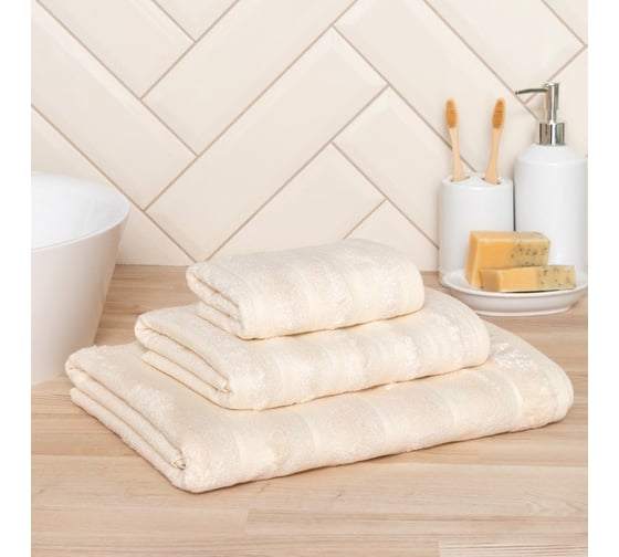 Полотенце махровое Этель Bamboo Milk 30x60 см, 70% хлопок, 30% бамбук, 450 гр/м2 7980881 1