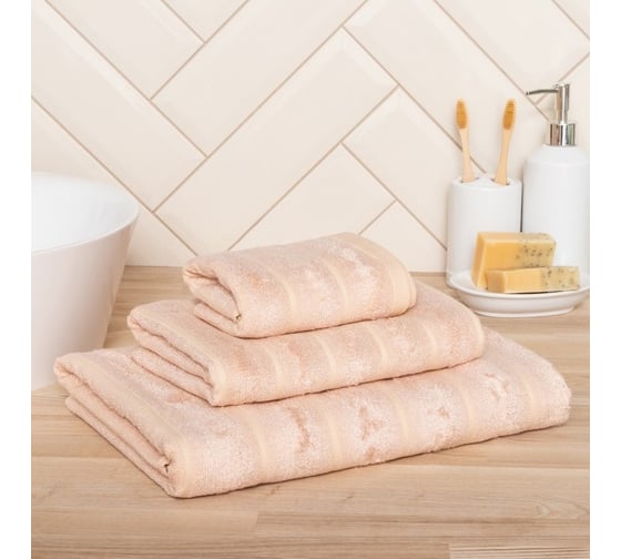 Полотенце махровое Этель Bamboo Biege 70x130 см, 70% хлопок, 30% бамбук, 450 гр/м2 7980889 1