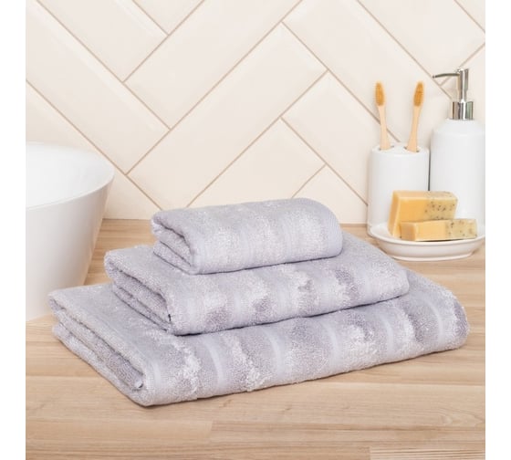 Полотенце махровое Этель Bamboo Grey 70x130 см, 70% хлопок, 30% бамбук, 450 гр/м2 7980886 1