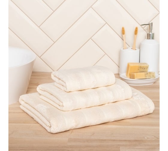 Полотенце махровое Этель Bamboo Milk 70x130 см, 70% хлопок, 30% бамбук, 450 гр/м2 7980883