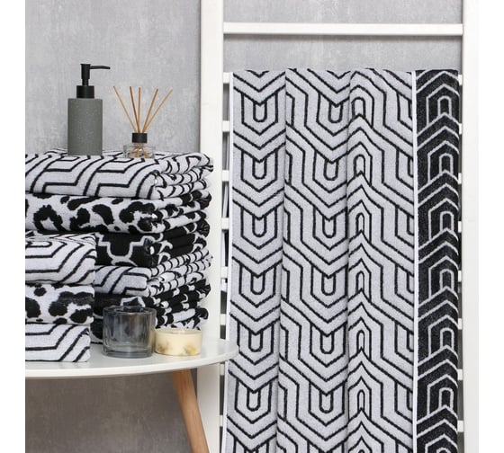 Полотенце махровое Этель Ornament черный, 50x90 см, 100% хлопок, 420 гр/м2 9472221 1