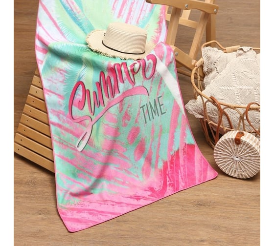Полотенце пляжное Этель Neon Summer, 70x140 см, 250 гр/м2, 100%п/э 9541836 1
