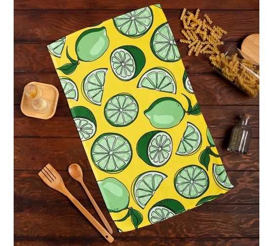 Полотенце Доляна кухонное Lime 35x60 см, 100% хлопок, 160 г/кв.м 7516054 1