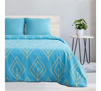 Комплект постельного белья Этель дуэт Бирюзовый лепесток 143x215 - 2 шт., 220x240, 70x70 - 2 шт., поплин 125 г/м2 2565800