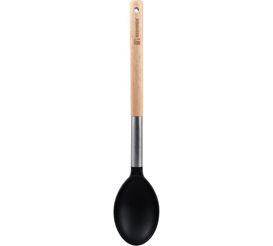 Ложка Bergner 35x6,7 см, пластик, каучук, дерево, нержавеющая сталь, Naturally BG-38794-GY