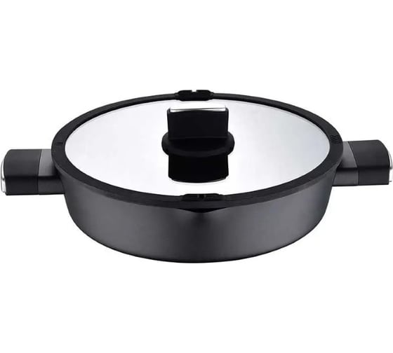 Сотейник Bergner алюминиевый, 28 см, 3,37 л, стеклянная крышка, Ion Plus BG-35913-BK
