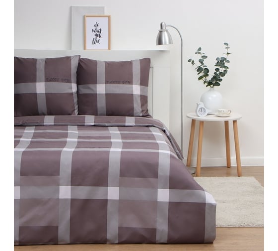 Комплект постельного белья Экономь и Я 1,5 спальный Square 147x215 см,150x215 см, 70x70 см 2 шт, полисатин, 80 г/кв.м 10132844 1