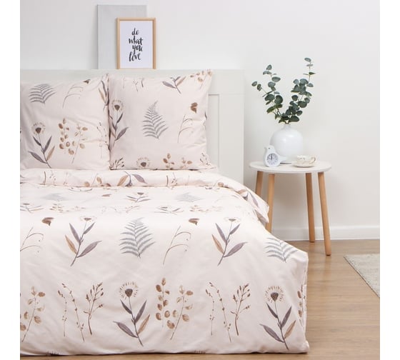 Комплект постельного белья Экономь и Я 2 спальный Twigs 175x215 см,180x215 см, 70x70 см 2 шт, полисатин, 80 г/кв.м 10132881 1