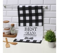 Полотенце Доляна кухонное Best man black 35x60 см, 100% хлопок, 160 г/кв.м 10200497