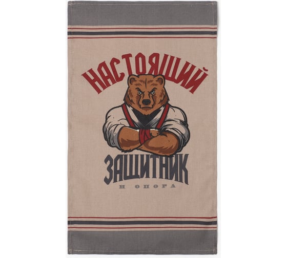Набор кухонных полотенец Доляна Настоящий защитник 2 шт, 35x60 см, рогожка, 100% хлопок, 160 г/кв.м 10221833