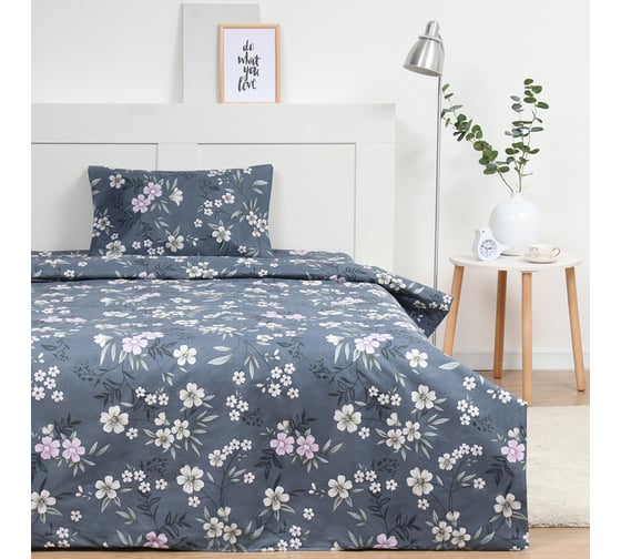 Комплект постельного белья Экономь и Я 2 спальный Bloom 173x215 см, 175x214см, 50x70 см 2 шт, 60 г/кв.м, микрофибра 10227994