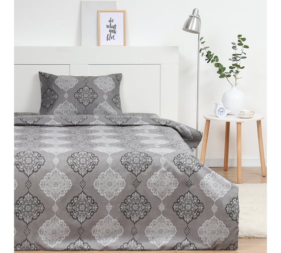 Комплект постельного белья Экономь и Я 1,5 спальный Monogram 143x215 см, 145x214см, 50x70 см 1 шт, 60 г/кв.м, микрофибра 10227971