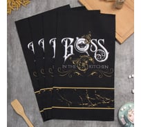 Набор кухонных полотенец Доляна Boss 35x60 см 4 шт, 100% хлопок, 160 г/кв.м 10200498