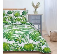 Комплект постельного белья Этель 2 спальный Монстера 175x215 см, 200x220 см, 70x70 см 2 шт, поплин 125 г/кв.м 1534706